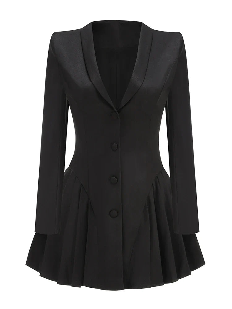 Lynn Pleated Blazer Dress black