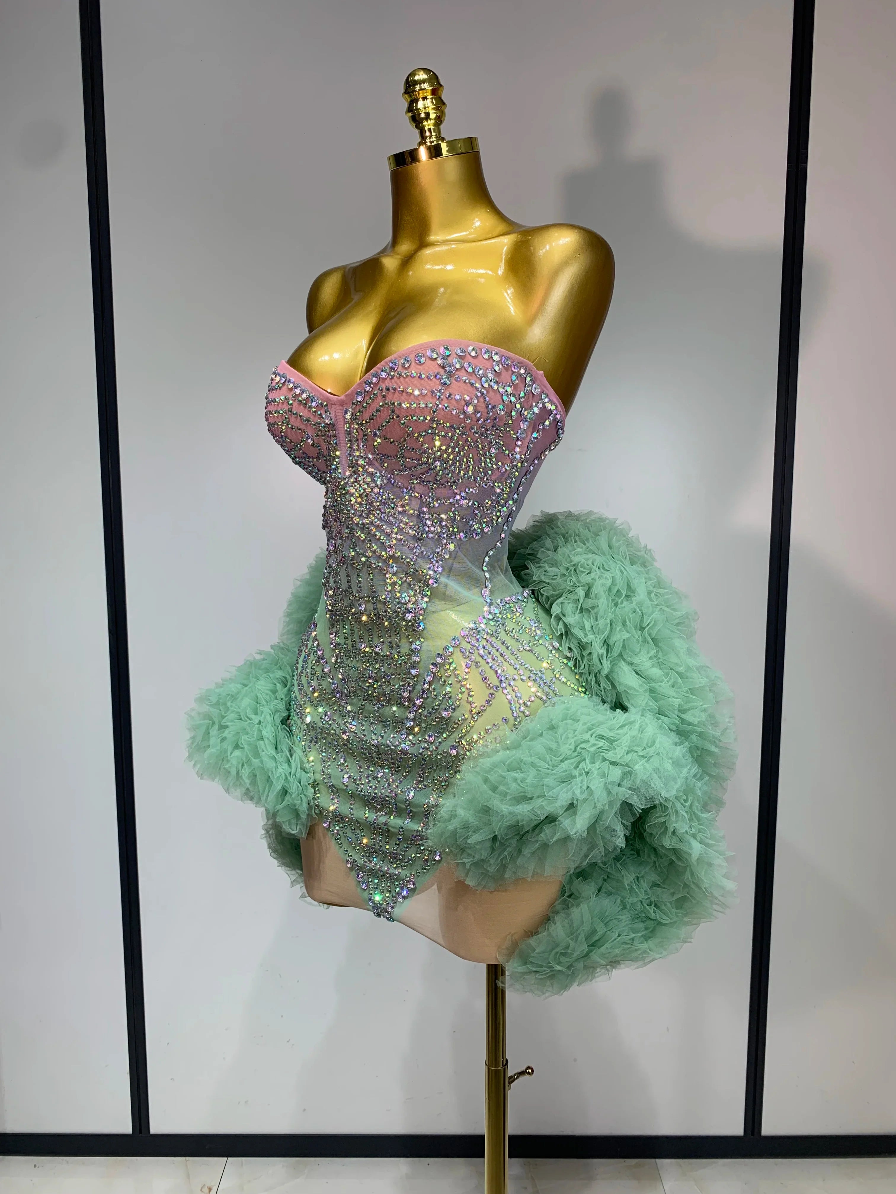 Green Luxe Mesh Dress