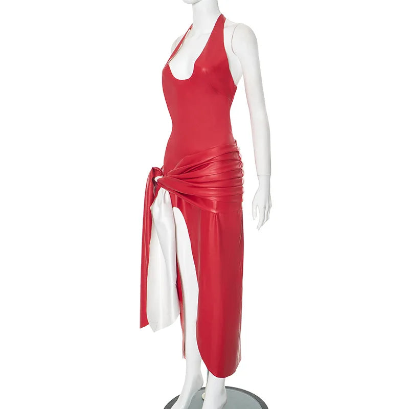 Tiana Pleated Leather Dress