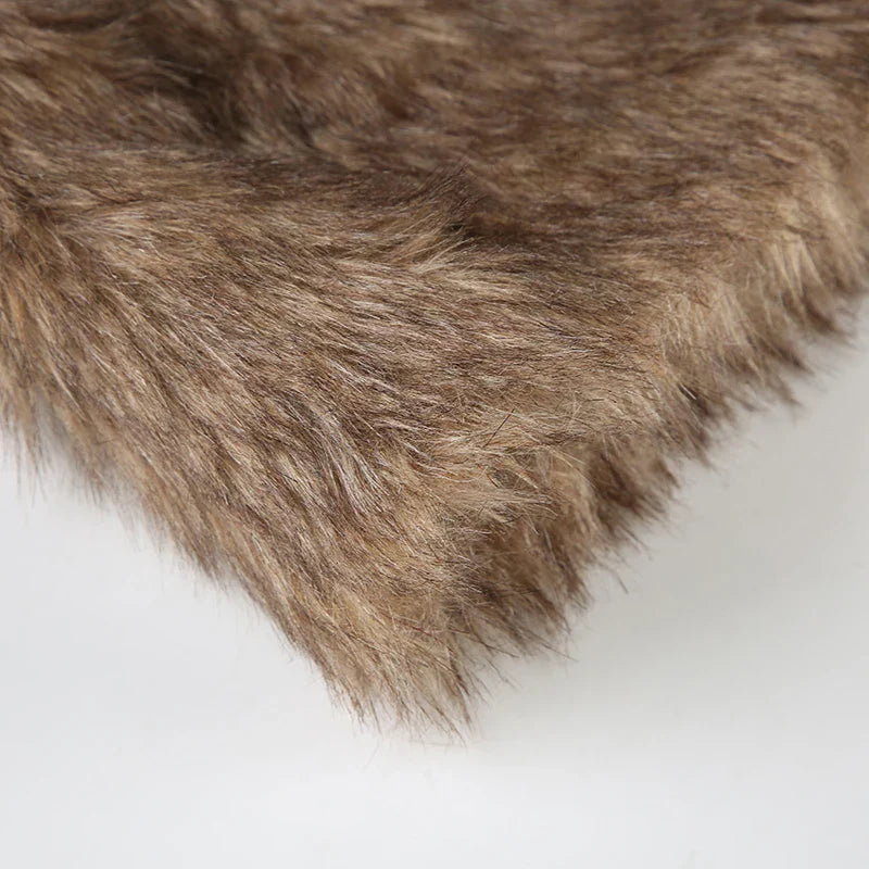 Vintage Leather Furry Mini Skirt