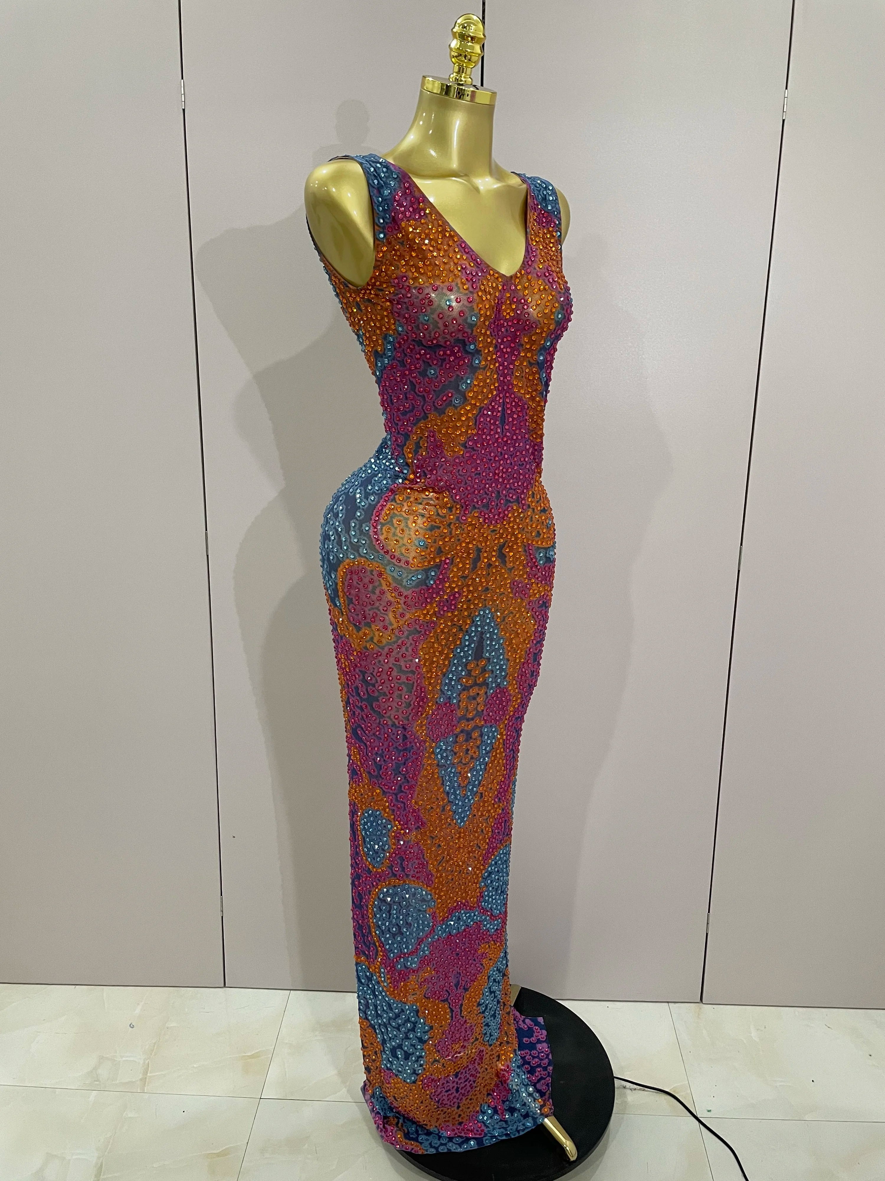Lexa Rhinestone Mesh Dress