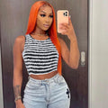 Fuzzy Striped Crop Top Two Shoulders