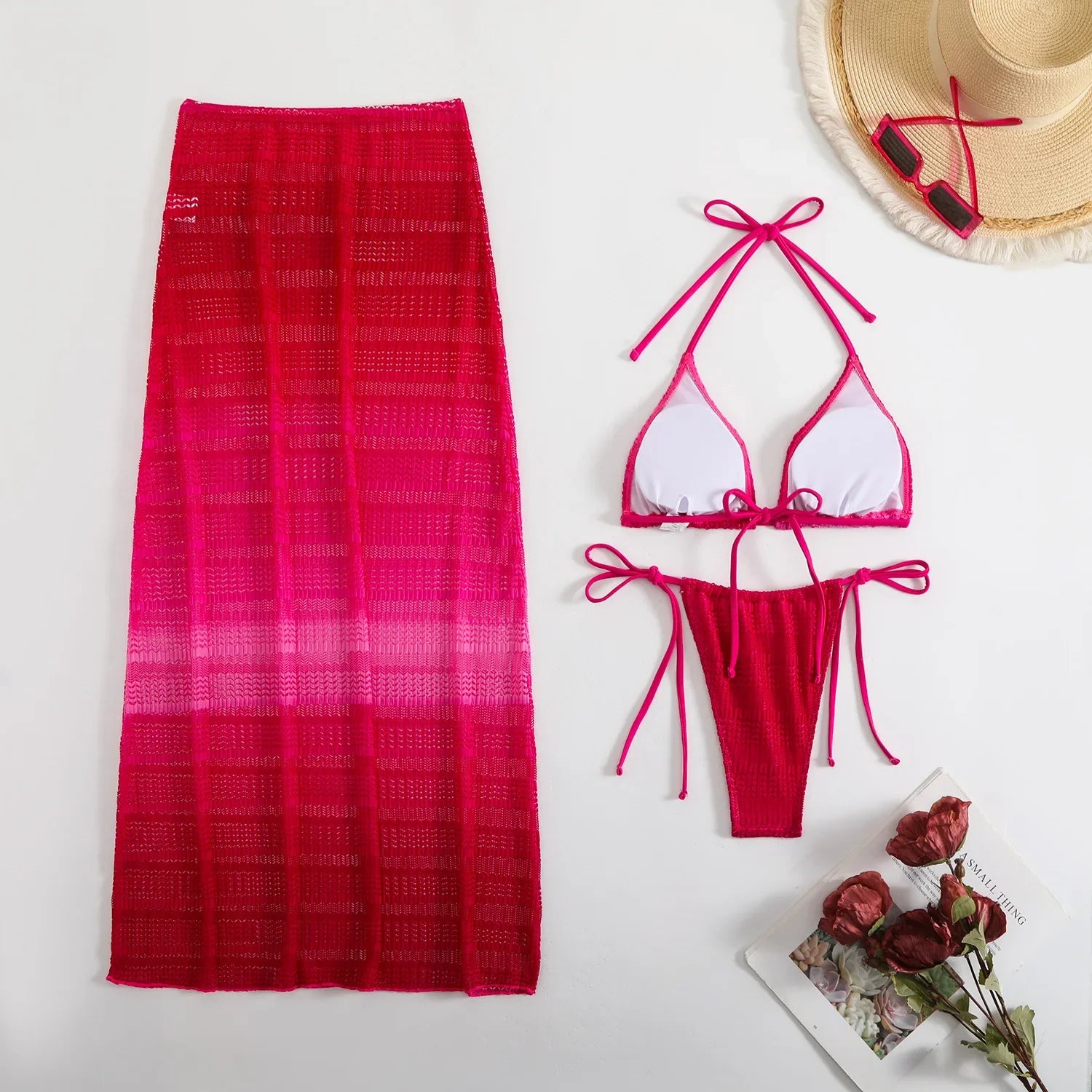 Gradient Mesh Skirt Bikini Set