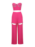 Rose Bandage Pants Set Fuchsia