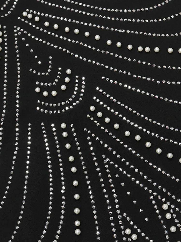 A Pearl Rhinestone Maxi Dress