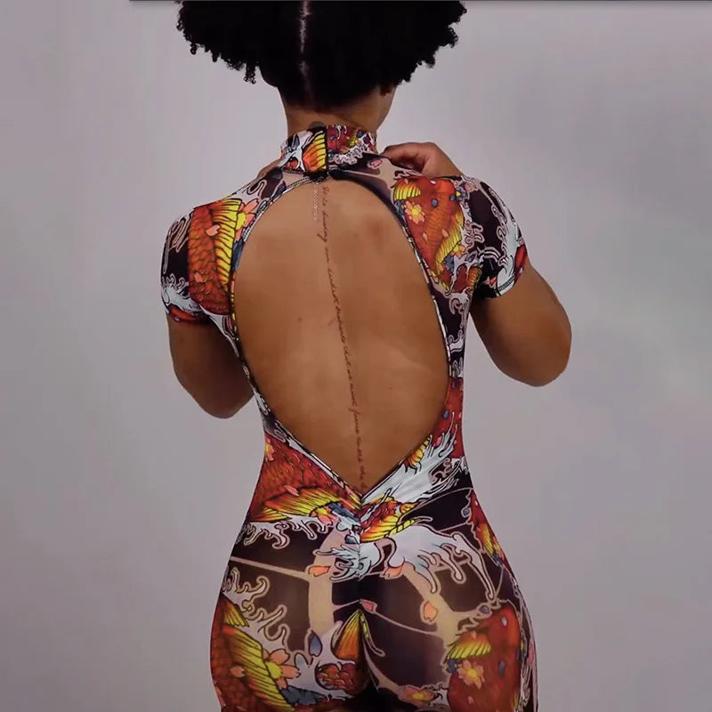 Lorine Mesh Backless Romper
