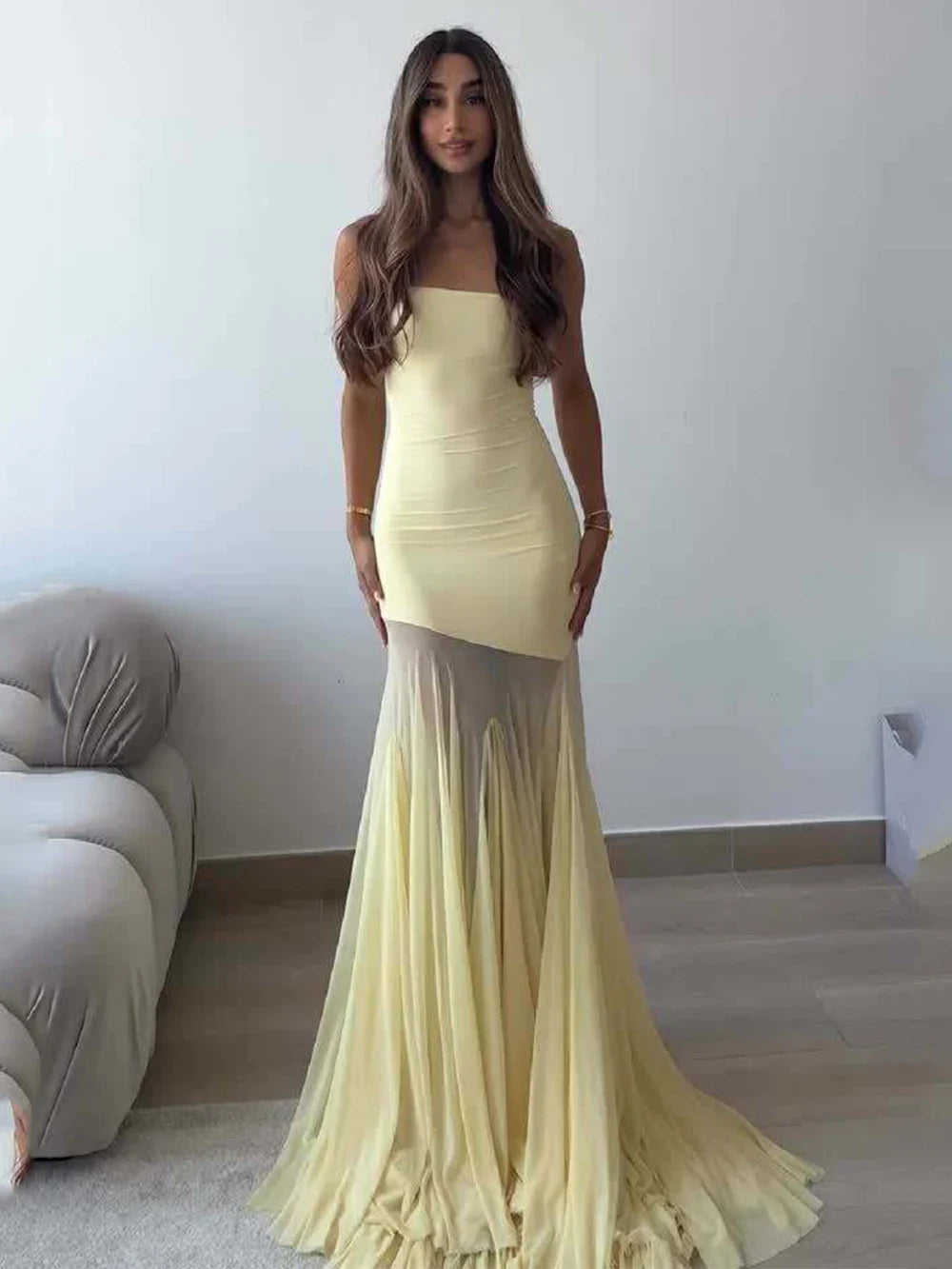 Yellow Silk Maxi Dress