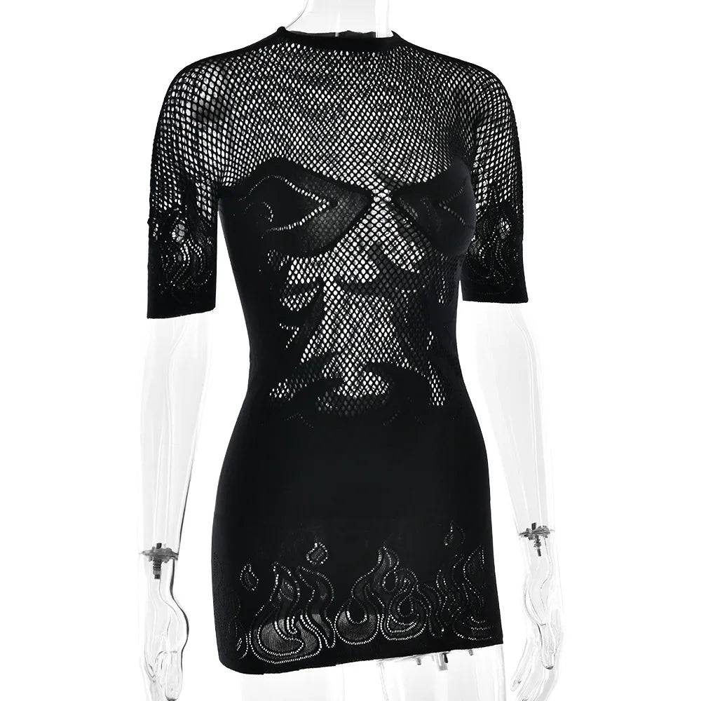 Flaming Hot Mesh Mini Dress