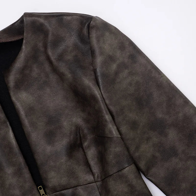 Chrome Studded Leather Crop Jacket