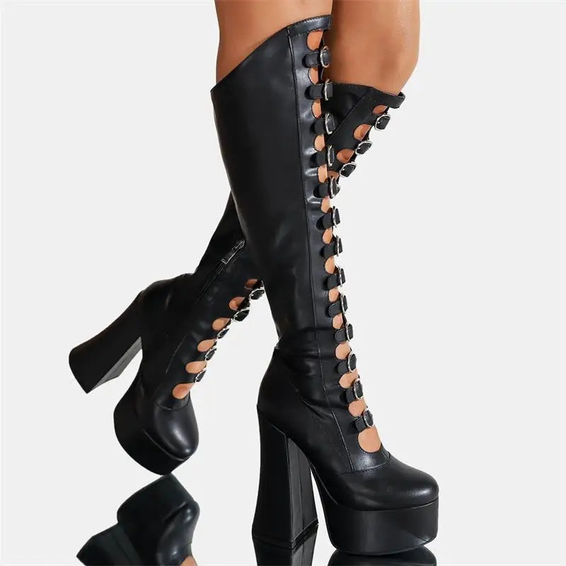 Buckle Up Platform Boots black