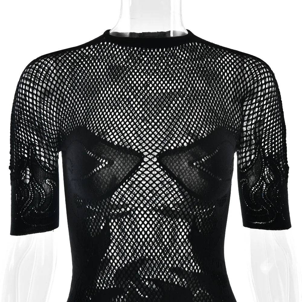 Flaming Hot Mesh Mini Dress