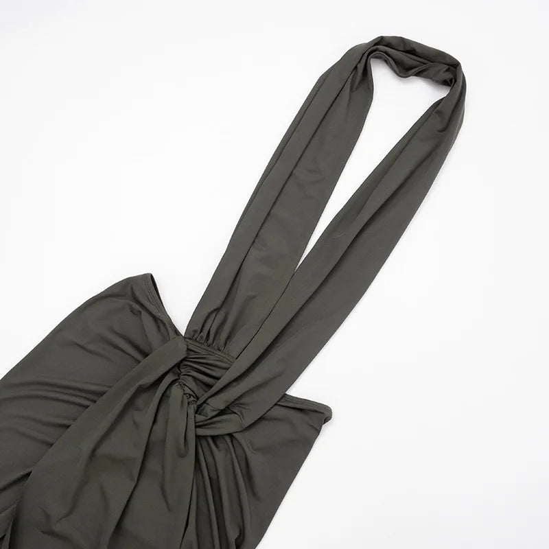 Lyla Ruched V-Neck Backless Dress
