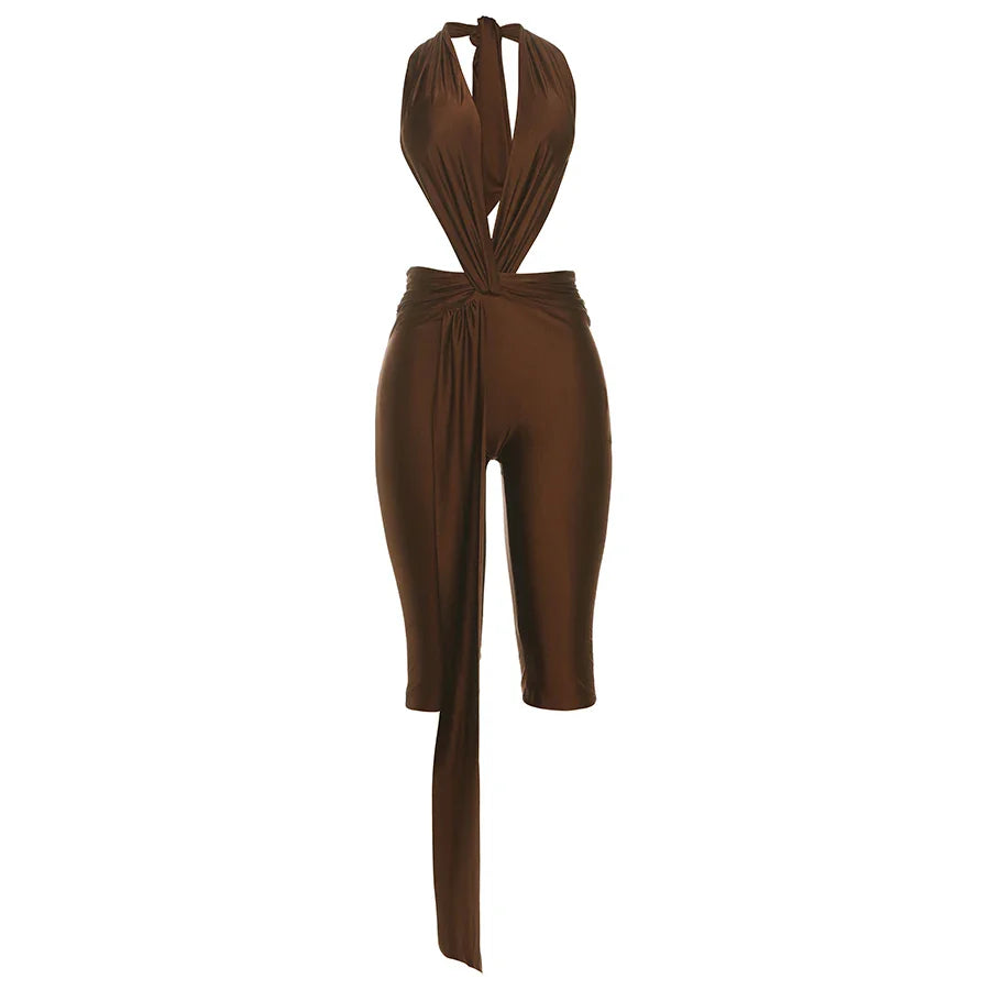 Ribbon Backless Romper