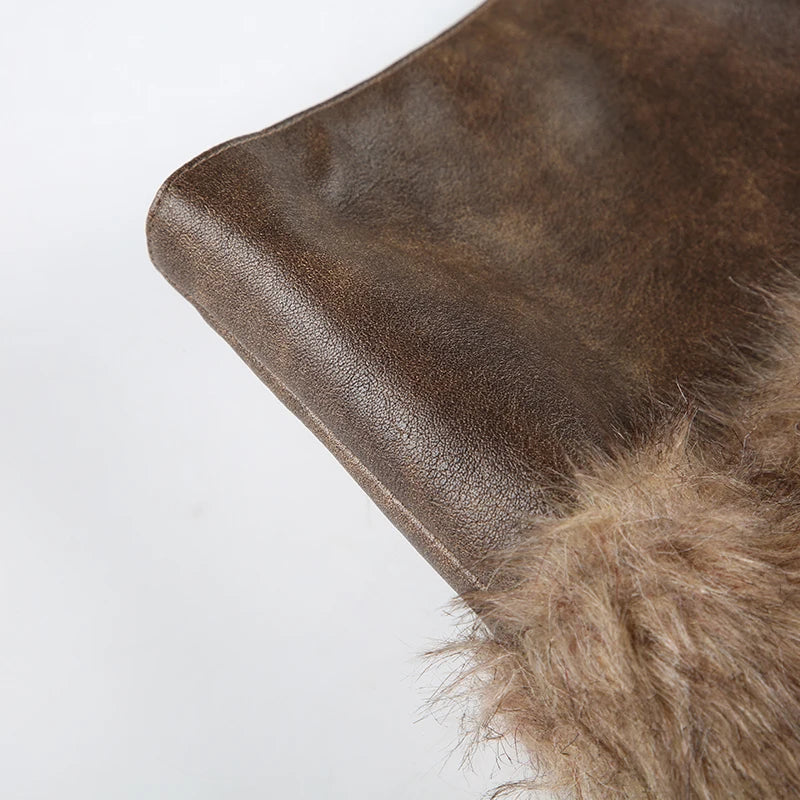 Vintage Leather Furry Mini Skirt