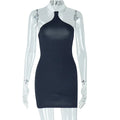 A White Collar Mini Dress black