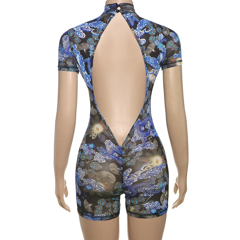 Lorine Mesh Backless Romper