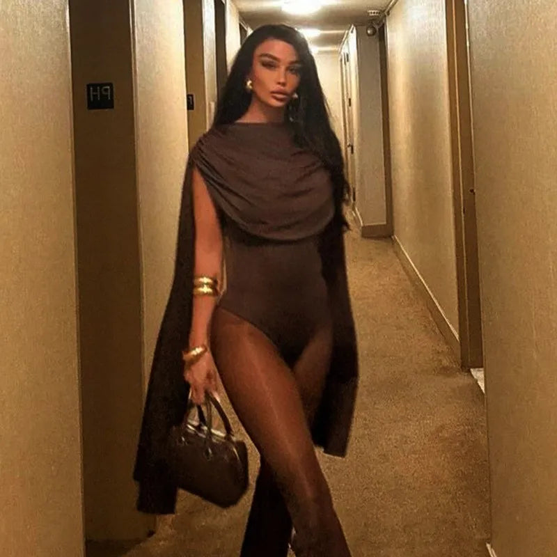 Chic Swing Collar Bodysuit Jumpsuit