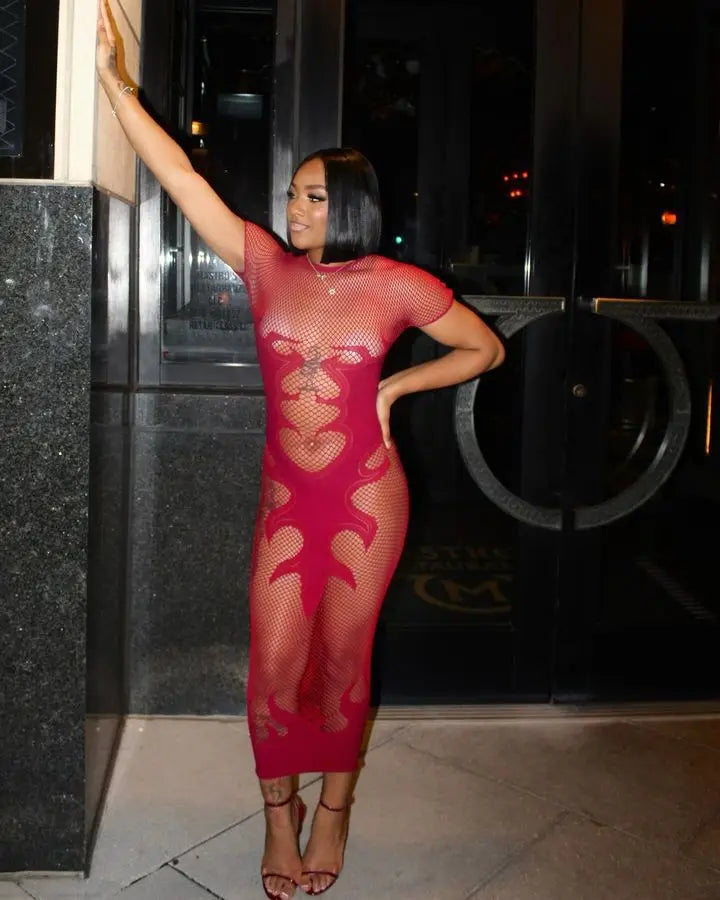 Flaming Hot Mesh Dress