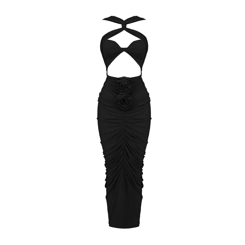 Luanda Flower Maxi Dress black