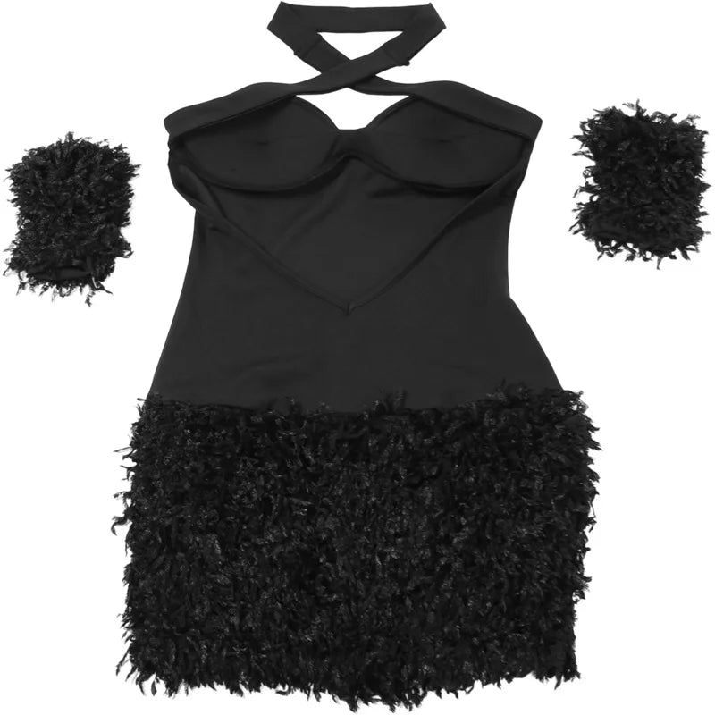 Fluff Cutout Mini Dress