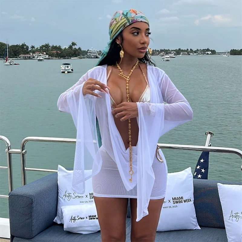 Draped Vacation Mini Dress White