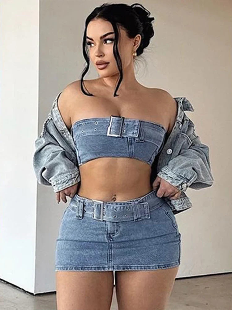 Lisa Denim Skirt Set