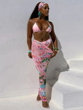 Lola Mesh Skirt + Bikini Set Pink