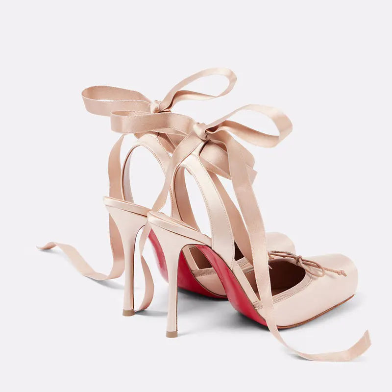 Satin Bow Ballet High Heels