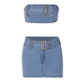 Lisa Denim Skirt Set Blue