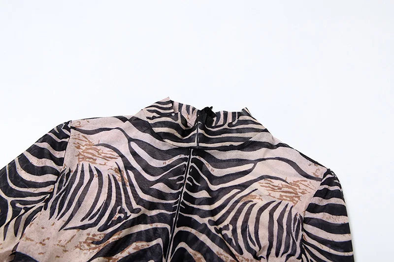 Zebra Print Mesh Jumpsuit