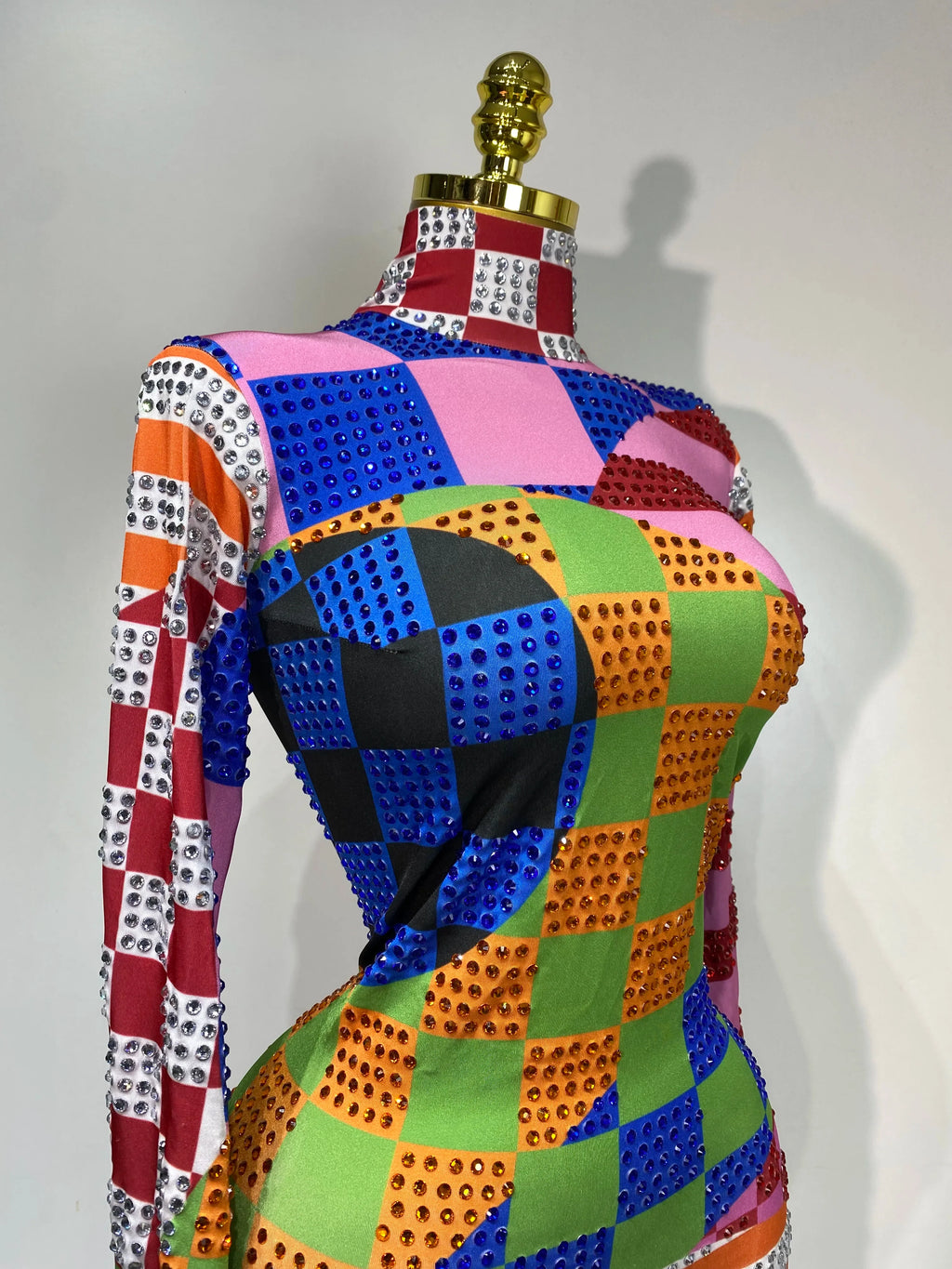 Colorful Print Rhinestone Jumpsuit