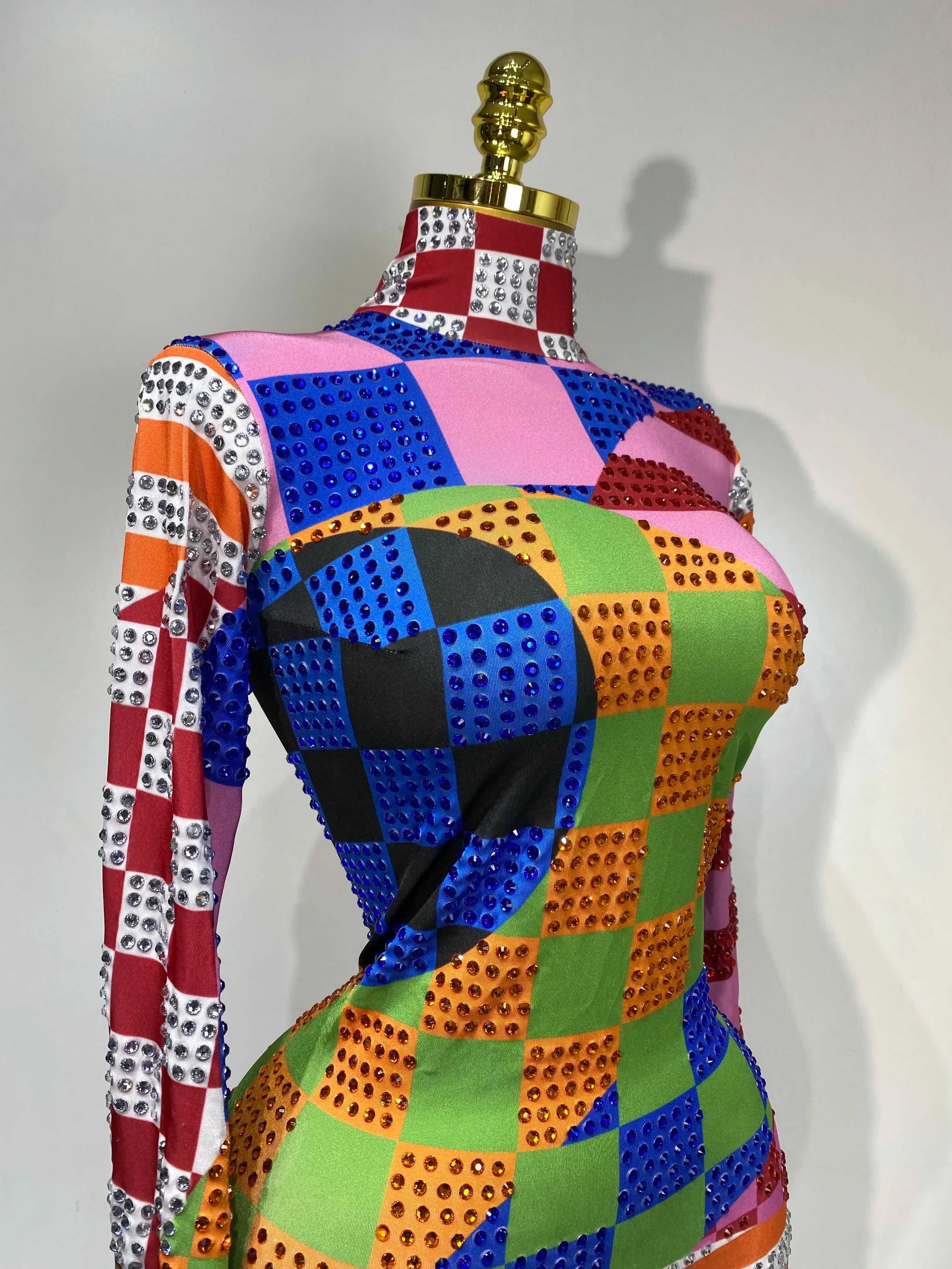 Colorful Print Rhinestone Jumpsuit