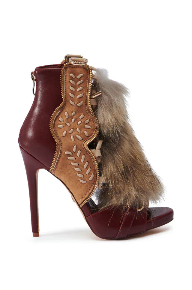 Vintage Furry Heeled Boots