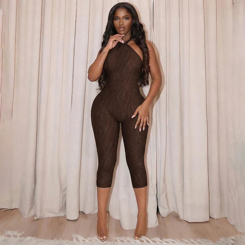 Textured Swirl Halter Romper