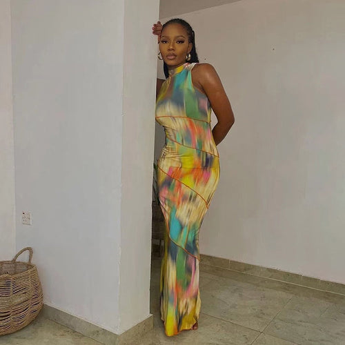 Aesthetic Tie Dye Maxi Dress