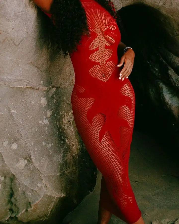 Flaming Hot Mesh Dress