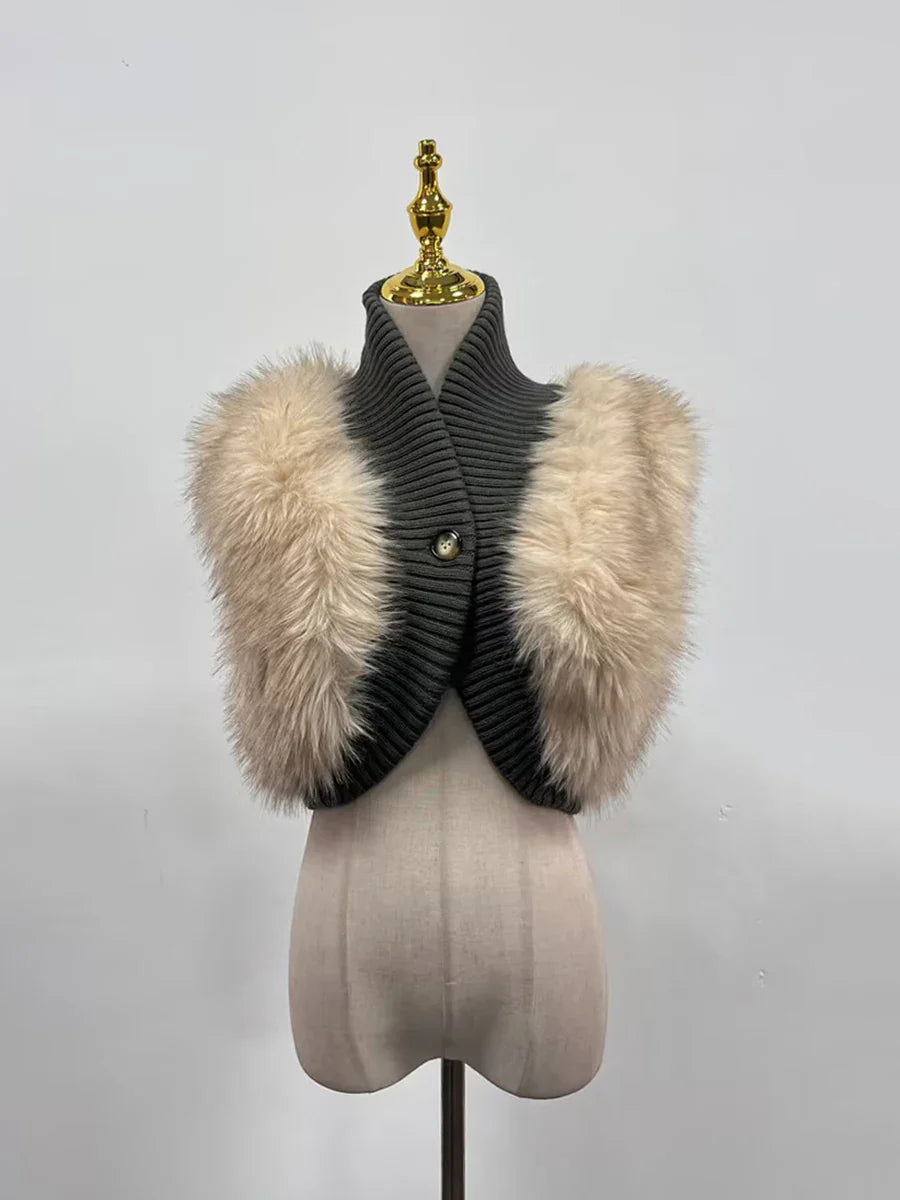 Fur Luxurious Retro Top GRAY One Size