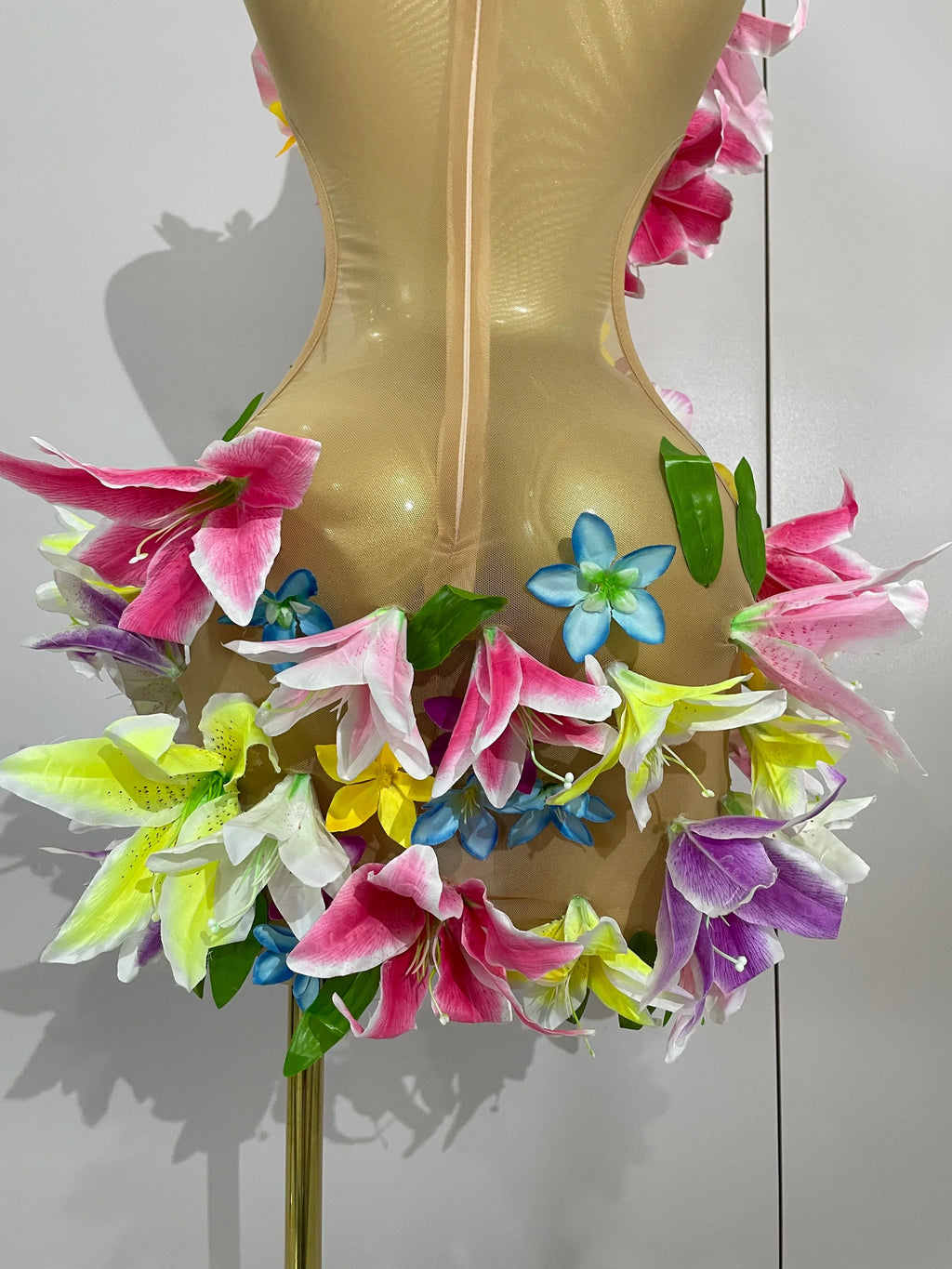 Flowers Mesh Mini Dress