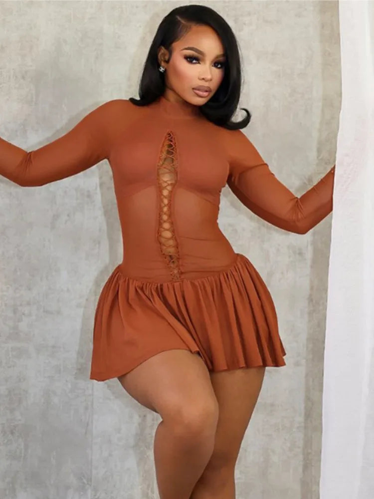 Lenya Mesh Mini Dress Orange