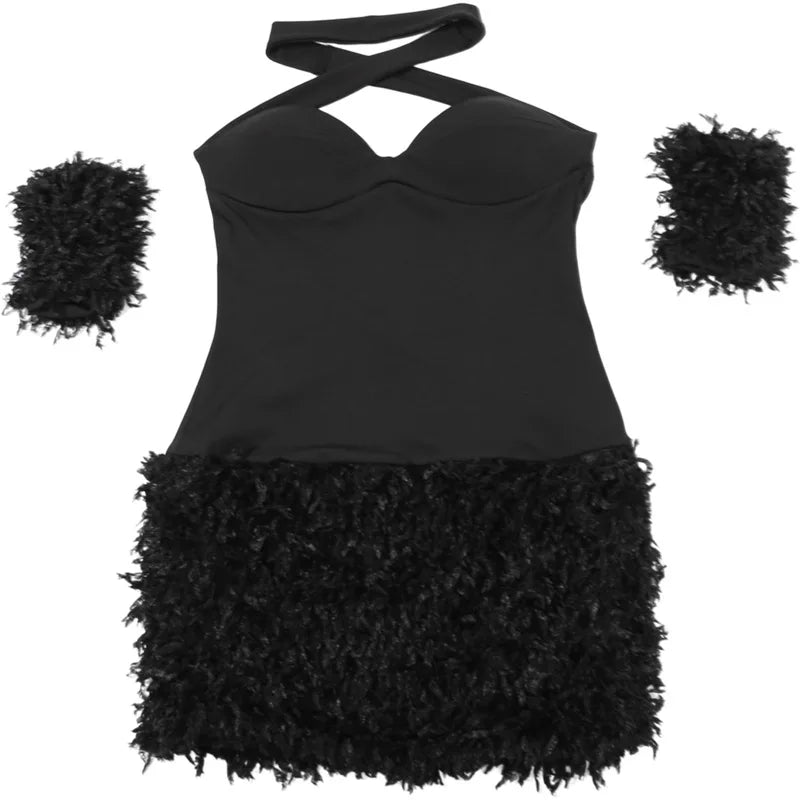 Fluff Cutout Mini Dress