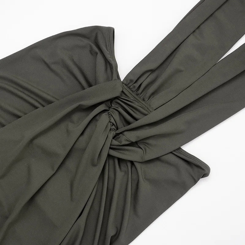 Lyla Ruched V-Neck Backless Dress