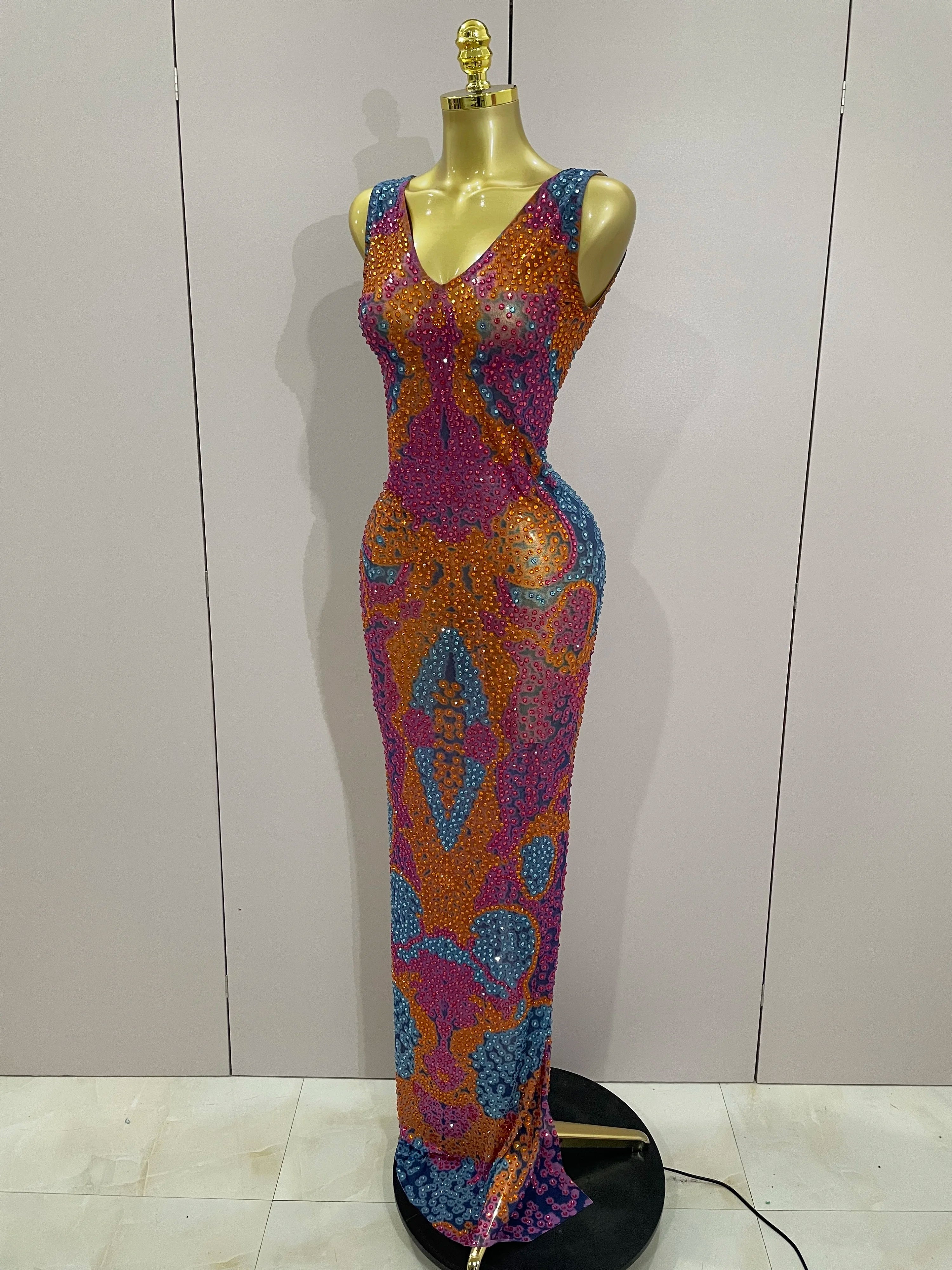 Lexa Rhinestone Mesh Dress