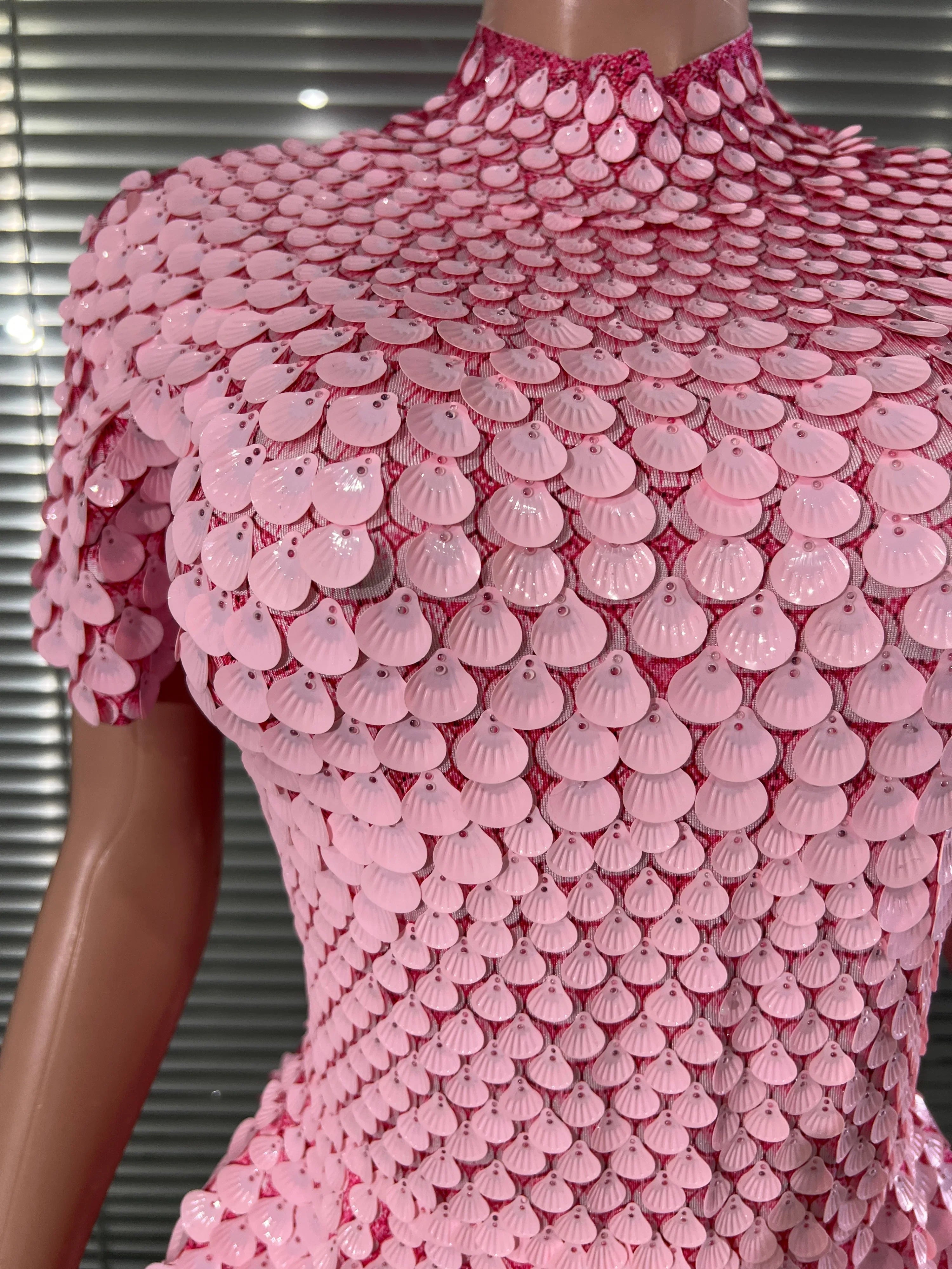 Scale Sequin Bodysuit Dress