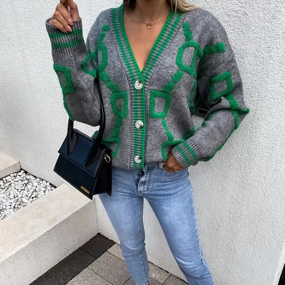 Lola Knit Sweater Cardigan Gray