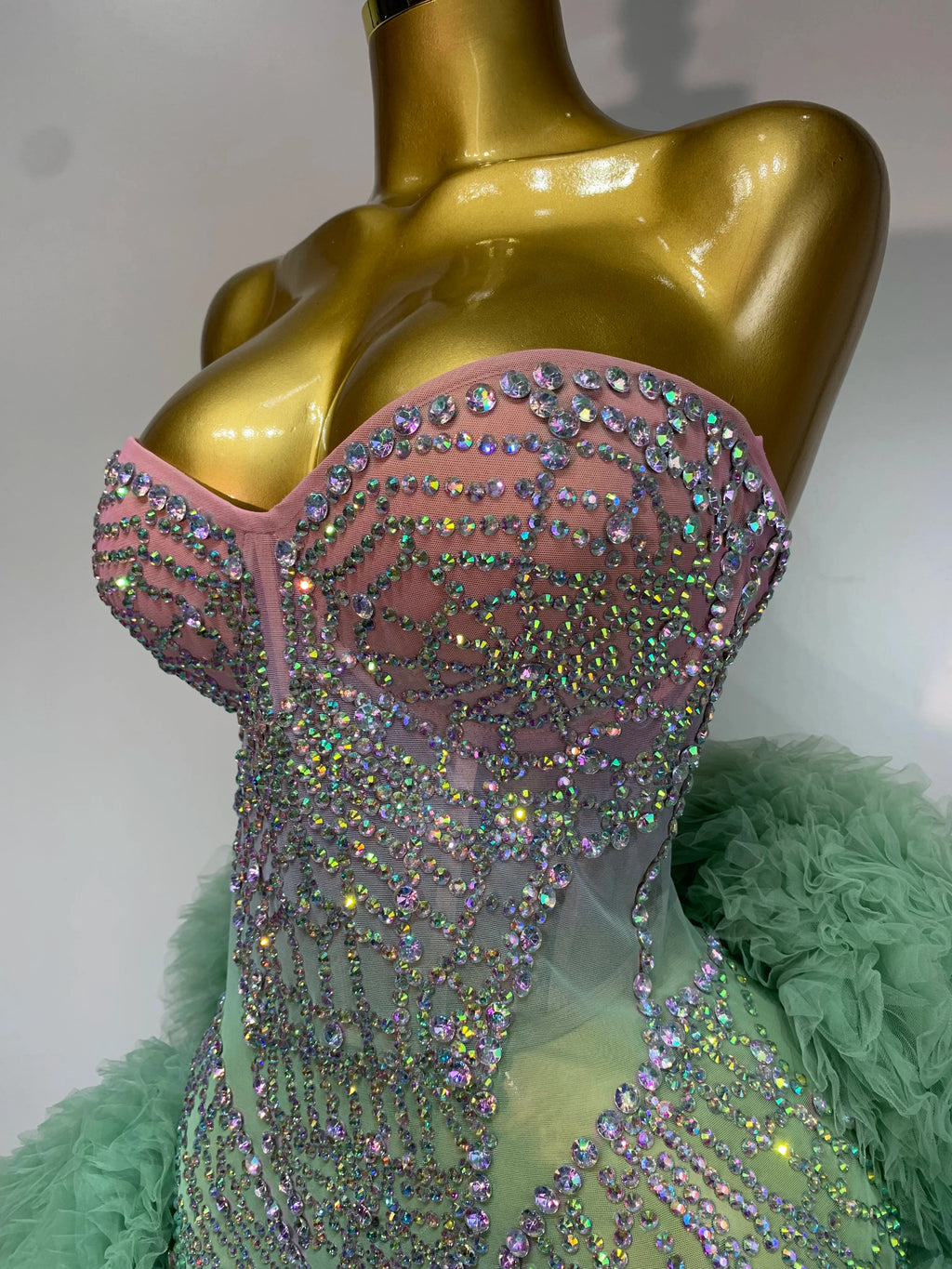 Green Luxe Mesh Dress