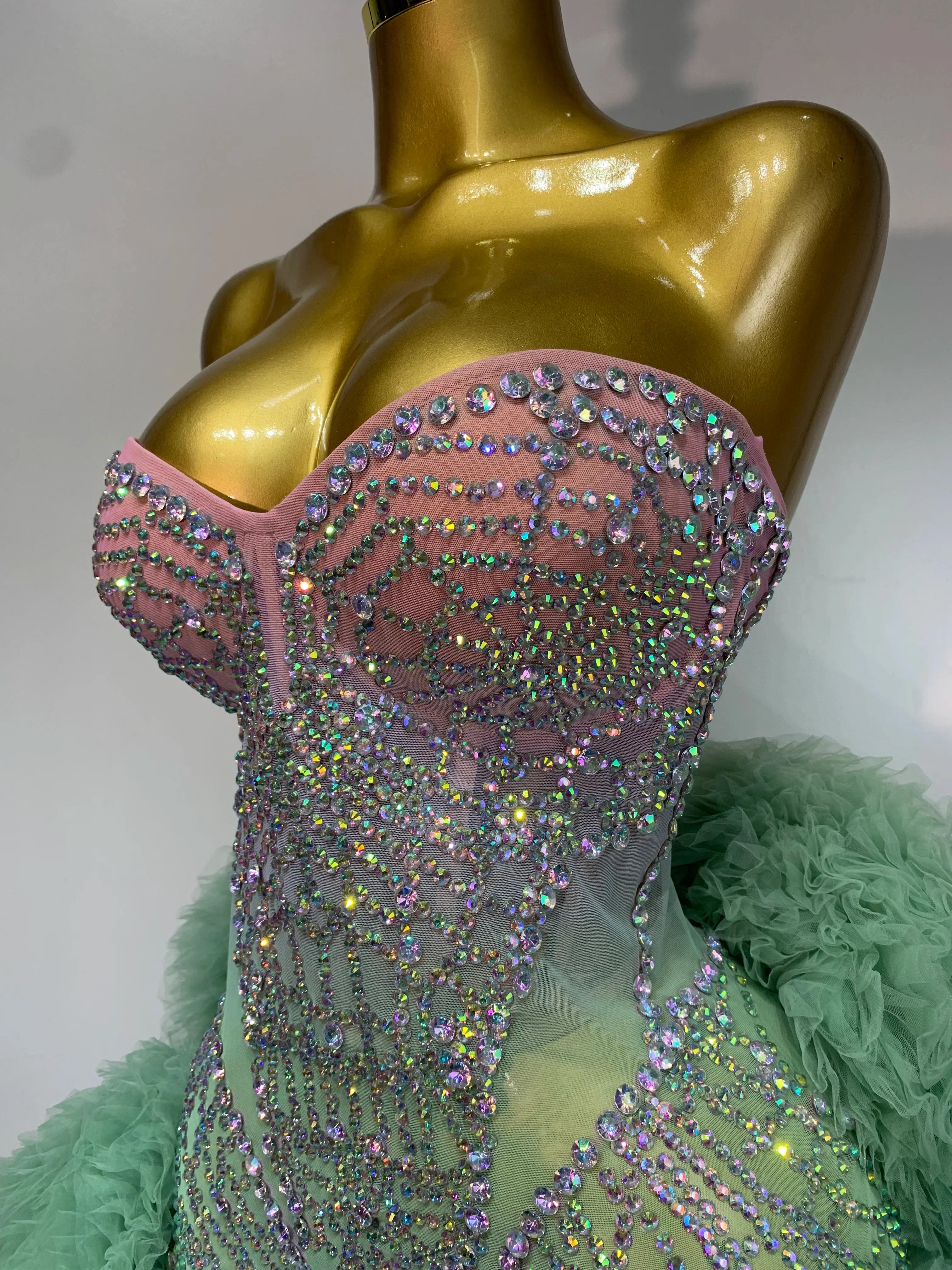 Green Luxe Mesh Dress