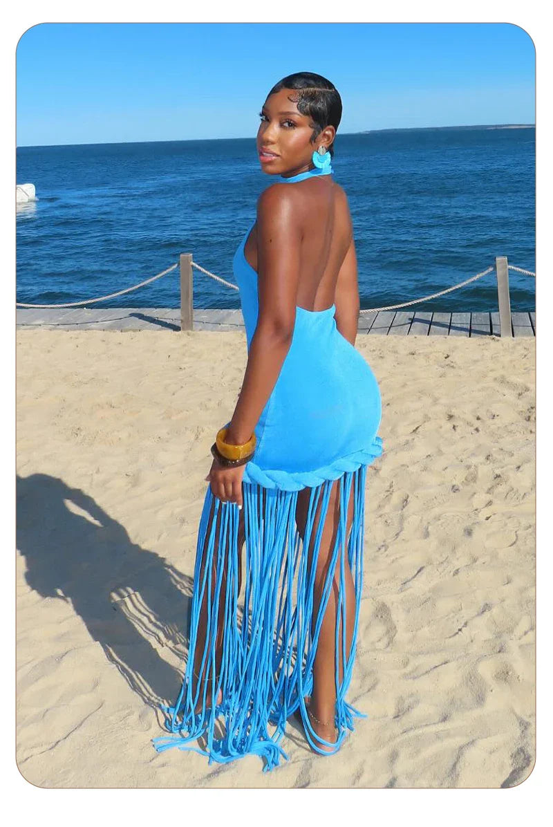 Melissa Velvet Tassel Maxi Dress