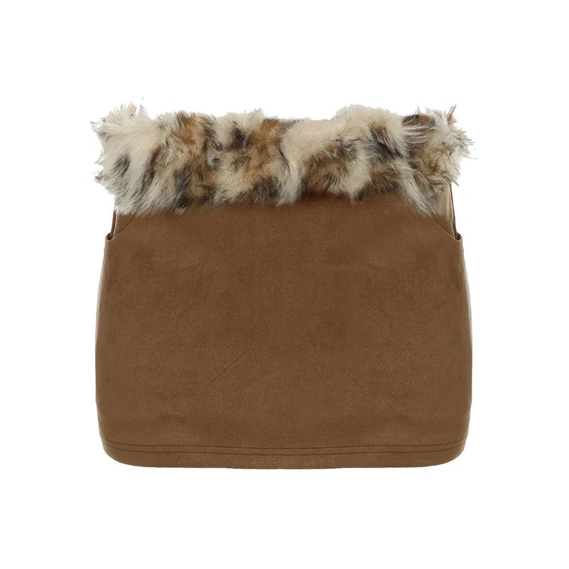 Wild Retro Fur Skirt Brown