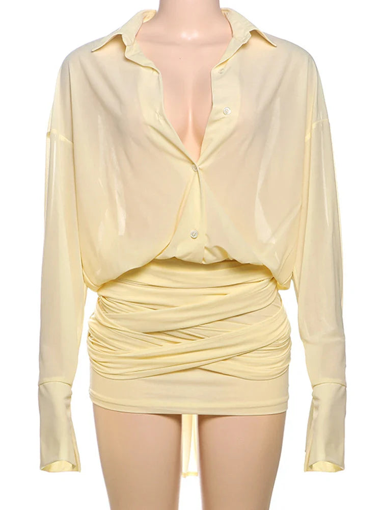 A Sheer Mesh Shirt Dress