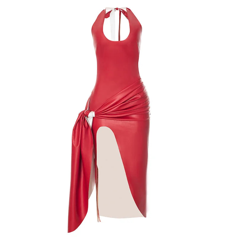 Tiana Pleated Leather Dress